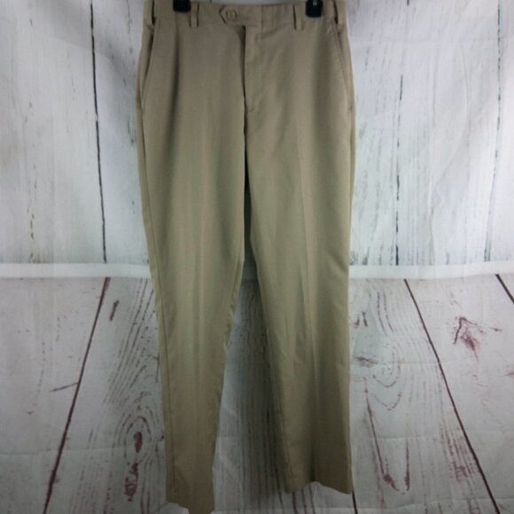Jos A Bank Leadbetter Golf Tailored Fit Expandable Waist Tan Dress Pants 32x32FF - Picture 5 of 11